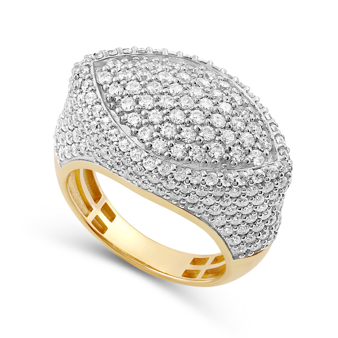 MARQUISE UNISEX DRIPZ RING with Cubic Zirconia Stones and 14K Yellow Gold over Sterling Silver