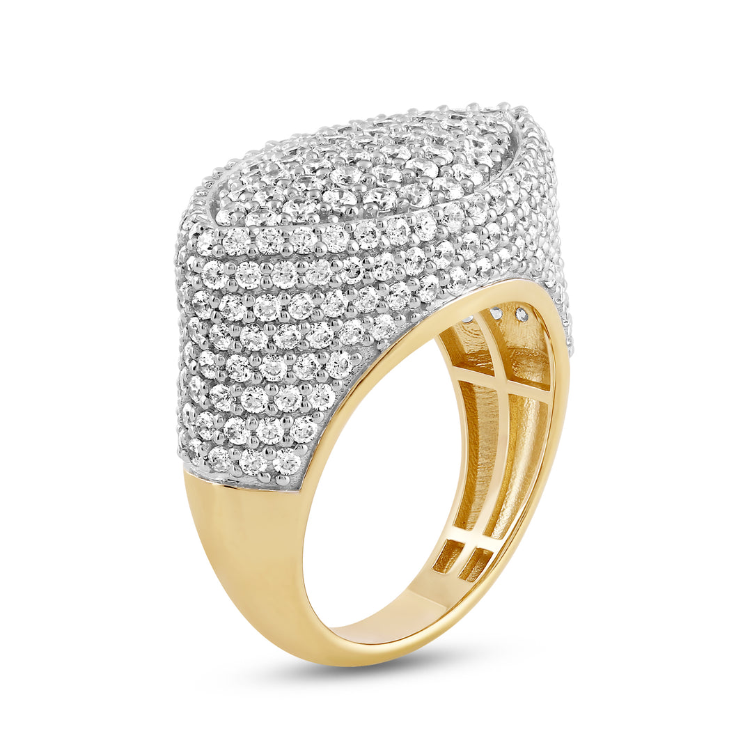 MARQUISE UNISEX DRIPZ RING with Cubic Zirconia Stones and 14K Yellow Gold over Sterling Silver