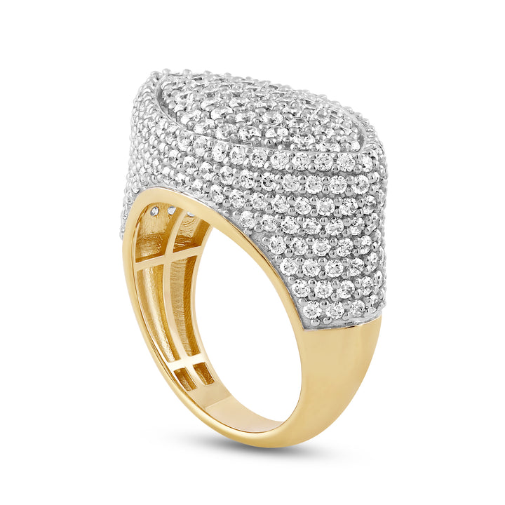 MARQUISE UNISEX DRIPZ RING with Cubic Zirconia Stones and 14K Yellow Gold over Sterling Silver