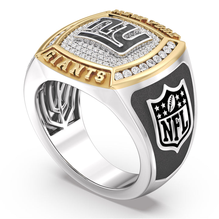 NFL NEW YORK GIANTS MEN'S TEAM RING with 1/2 CTTW Diamonds, 10K Yellow Gold and Sterling Silver