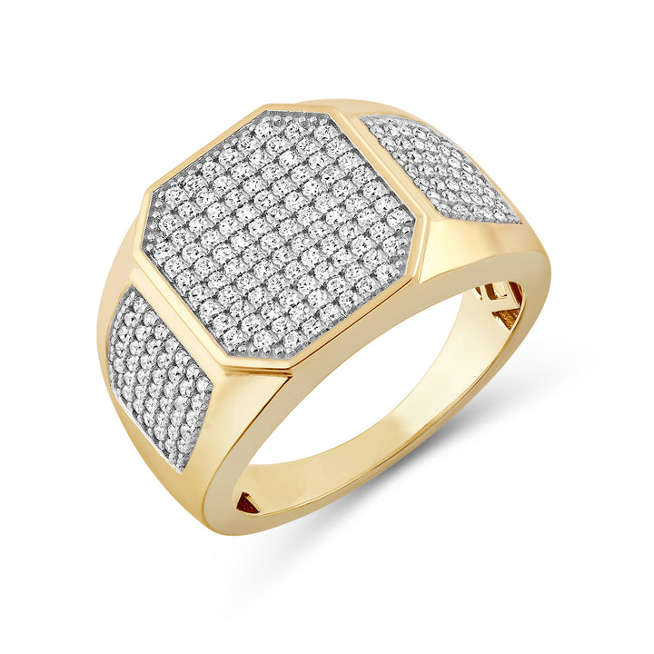 EMERALD SHAPED PAVE MEN'S DRIPZ RING
with Cubic Zirconia Stones and 14K Yellow Gold over Sterling Silver