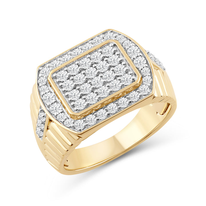 STADIUM SHAPED MEN'S DRIPZ RING
with Cubic Zirconia Stones and 14K Yellow Gold over Sterling Silver