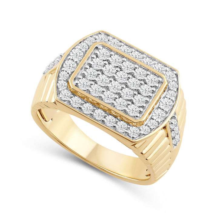 STADIUM SHAPED MEN'S DRIPZ RING
with Cubic Zirconia Stones and 14K Yellow Gold over Sterling Silver