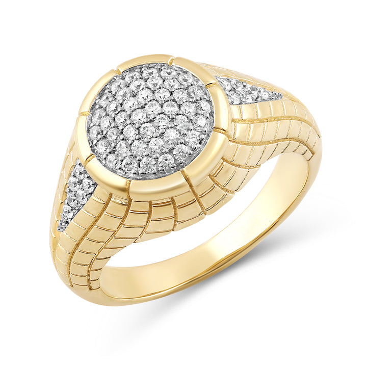 DOMED PAVE MEN'S DRIPZ RING
with Cubic Zirconia Stones and 14K Yellow Gold over Sterling Silver