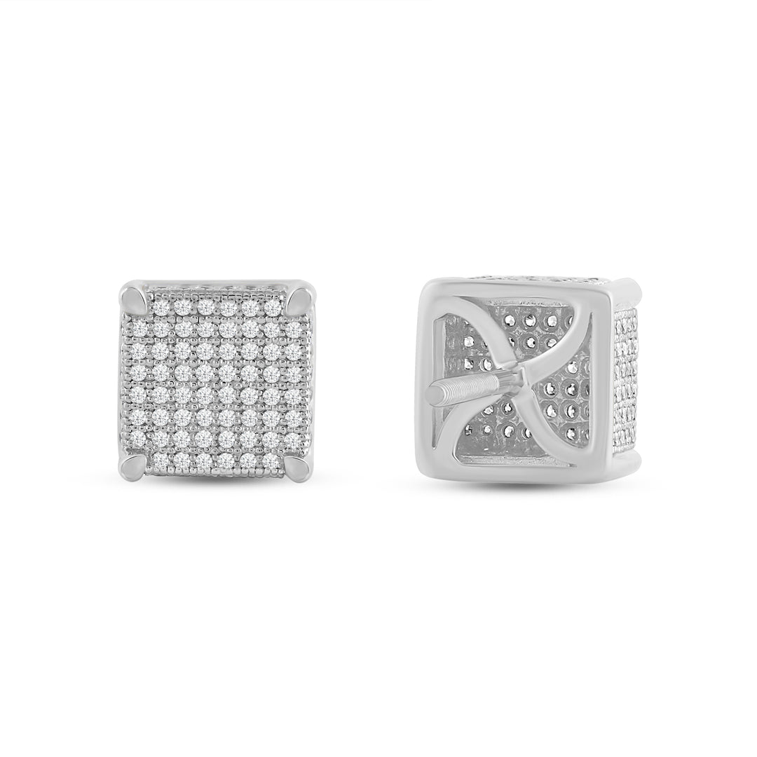 CUBE MEN'S DRIPZ STUDS with Cubic Zirconia Stones and Sterling Silver