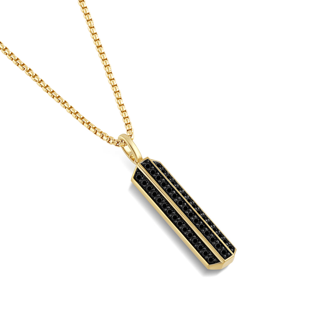 BAR MEN'S DRIPZ NECKLACE 
with Black Cubic Zirconia Stones and 14K Yellow Gold over Sterling Silver