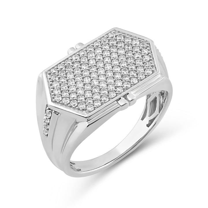 ELONGATED HEXAGON MEN'S DRIPZ RING
with Cubic Zirconia Stones and Sterling Silver