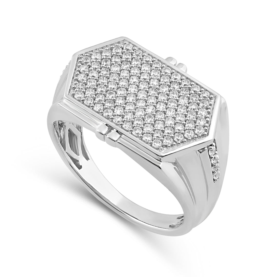 ELONGATED HEXAGON MEN'S DRIPZ RING
with Cubic Zirconia Stones and Sterling Silver