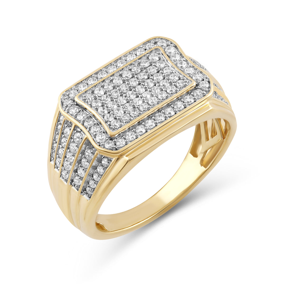 WAVE EDGED MEN'S DRIPZ RING
with Cubic Zirconia Stones and 14K Yellow Gold over Sterling Silver