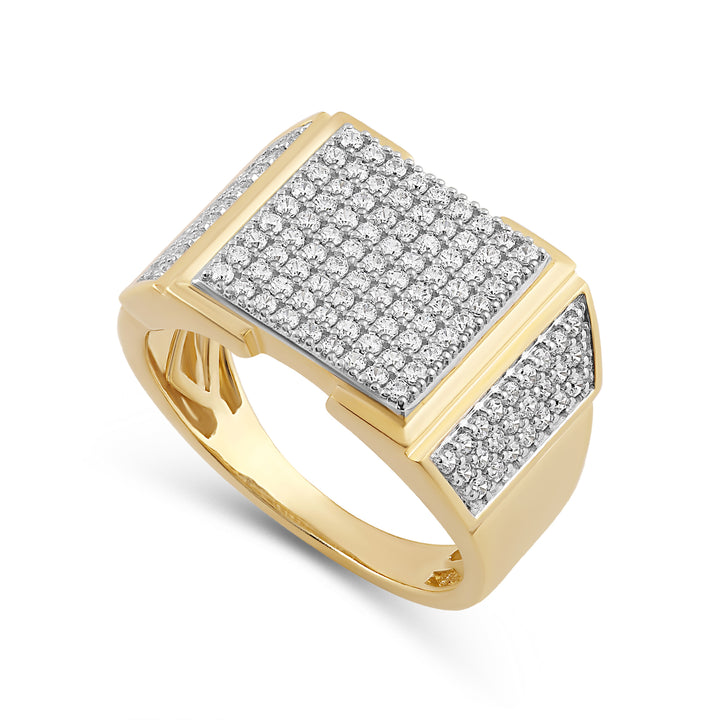 SQUARE MEN'S DRIPZ RING
with Cubic Zirconia Stones and 14K Yellow Gold over Sterling Silver