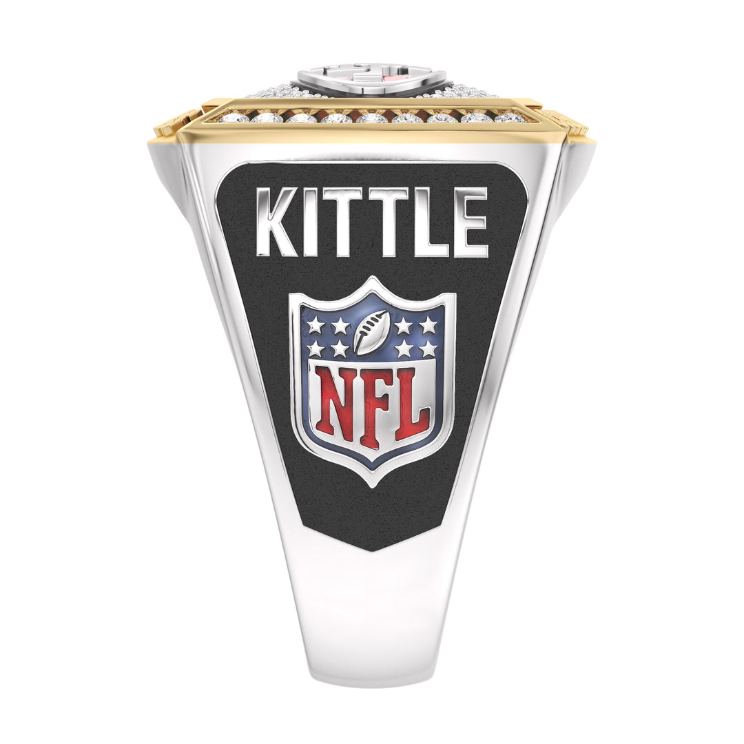 GEORGE KITTLE MEN'S AUTOGRAPH RING with 1/2 CTTW Diamonds, 10K Yellow Gold and Sterling Silver